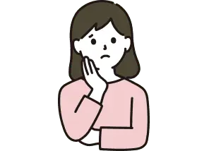 頬に手を当てて悩む女性のイラスト